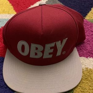 Obey Adjustable Hat Grey/Maroon OS